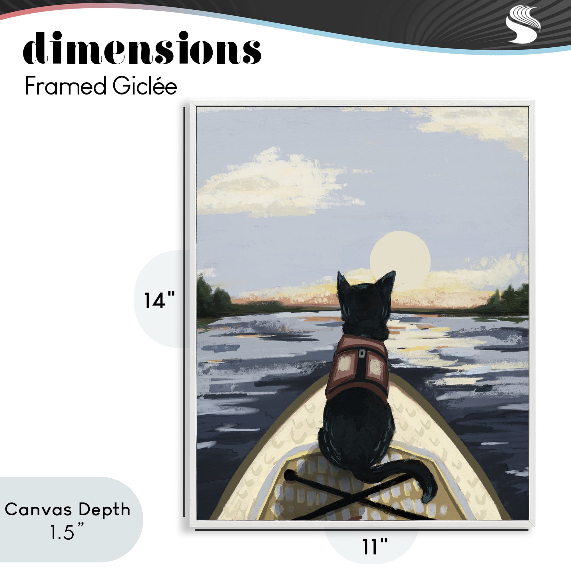 Stupell Industries Peaceful Cat Viewing Lake White Framed Giclee Art, design by Denise Bartkus