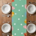 thumbnail image 4 of Table Runner 120 Inches Long for Kitchen Dining, Spring Easter Dresser Scarf Farmhouse, Dining Table Decorations for Wedding/Parties, Bunny Colorful Eggs Floral Green 13 x 120 In, 4 of 8