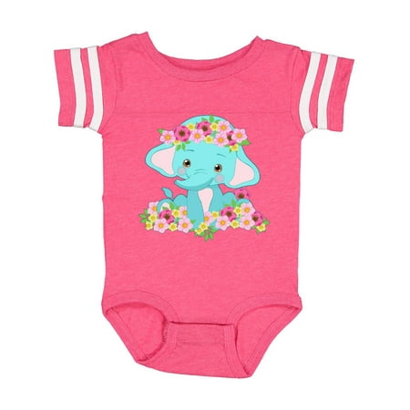 

Inktastic Cute Baby Elephant with Flowers Gift Baby Boy or Baby Girl Bodysuit