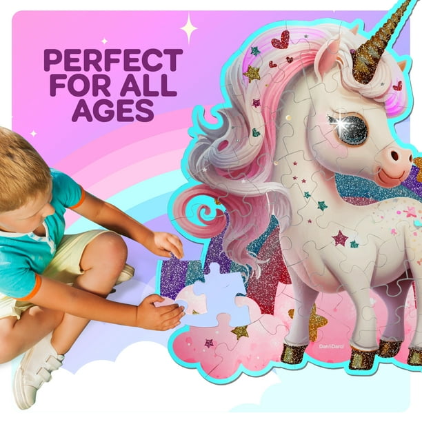 Dan&Darci, Jumbo Shimmery Unicorn Floor Puzzle, 45-piece, Ages 3-6