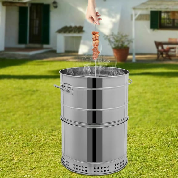 Miumaeov Large Portable Charcoal Grills, Stainless Charcoal BBQ Grill Barrel, 360° Automatic Smokeless Outdoor Barbecue Grill for Travel, Outdoor Cooking and BBQ, Camping Grill Picnic Patio Backyard