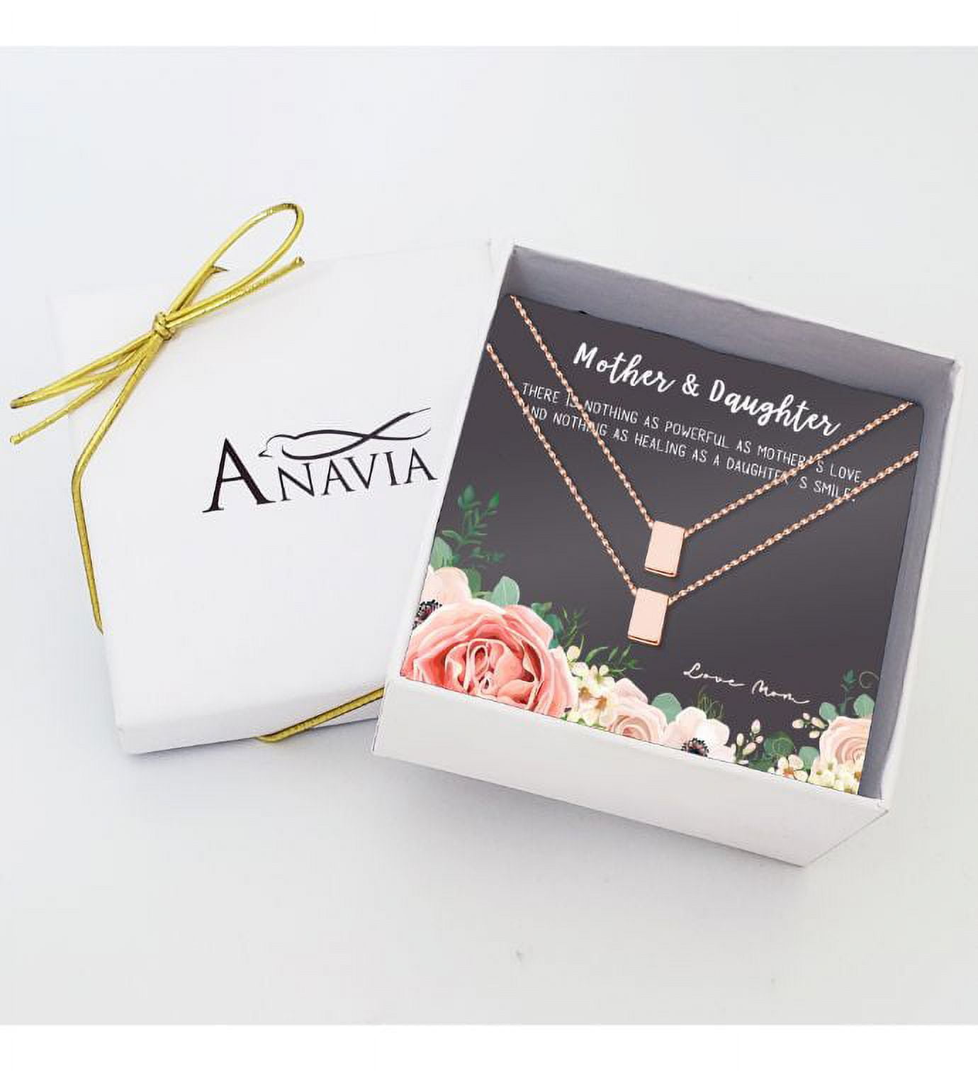Mother and Daughter Matching Cube Card Necklace, Matching Mother's Day Gift for Her, Mom and Daughter Jewelry, Mom and Daughter Cube Necklaces [Rose Gold Cube, No-Personalized Card]