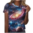 thumbnail image 2 of JTZGDY Fashion 3D Tie Dye Galaxy Space T-Shirts for Women Cute Summer Short Sleeve Basic Crewneck Petite Tops Trendy Novelty Graphic Tees Blouse Blue#02 M, 2 of 6