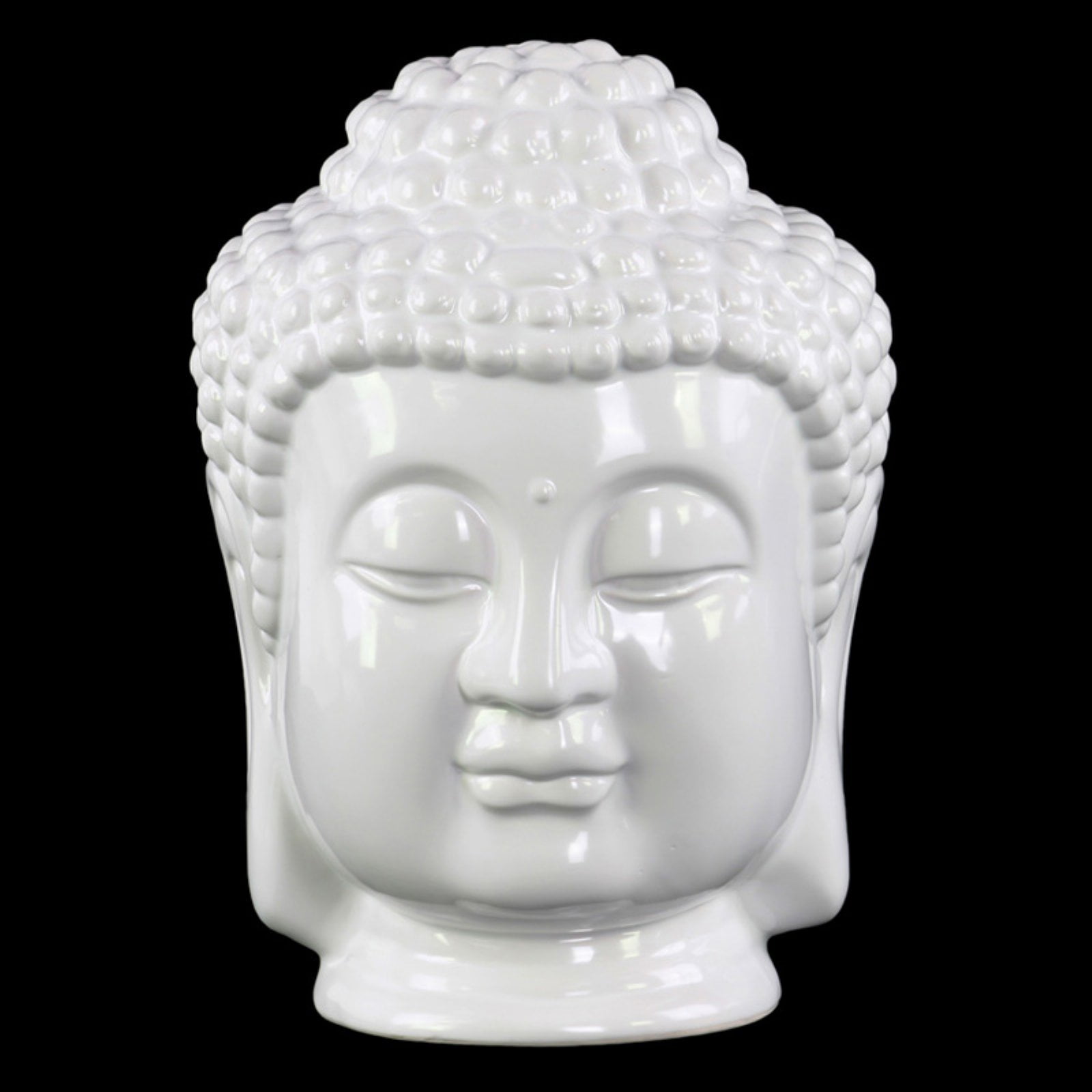Urban Trends Ceramic Buddha Head Sculpture with Beaded Ushnisha