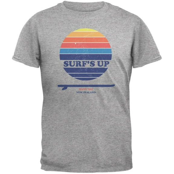 Surf's Up Manu Bay Beach Heather Grey Adult T-Shirt - X-Large