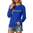 thumbnail image 3 of Womens Freedom Sweatshirt Classic Letter Printed Crewneck Long Sleeve Patriotic Pullover Athletic Top Stylish Casual Comfort Fit Daily Wear, 3 of 6