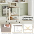 thumbnail image 3 of CRXX Baker's Rack on Wheels, Kitchen Mobile Serving Cart, 3-Tier Microwave Stand with Adjustable Shelves, Coffee Bar Rolling Storage Trolley, Utility Cart Organizer for Living Room-Beige, 3 of 10