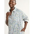 thumbnail image 3 of Joyspun Women’s Woven Long Sleeve Button Front Sleepshirt, Sizes XS-3X, 3 of 5