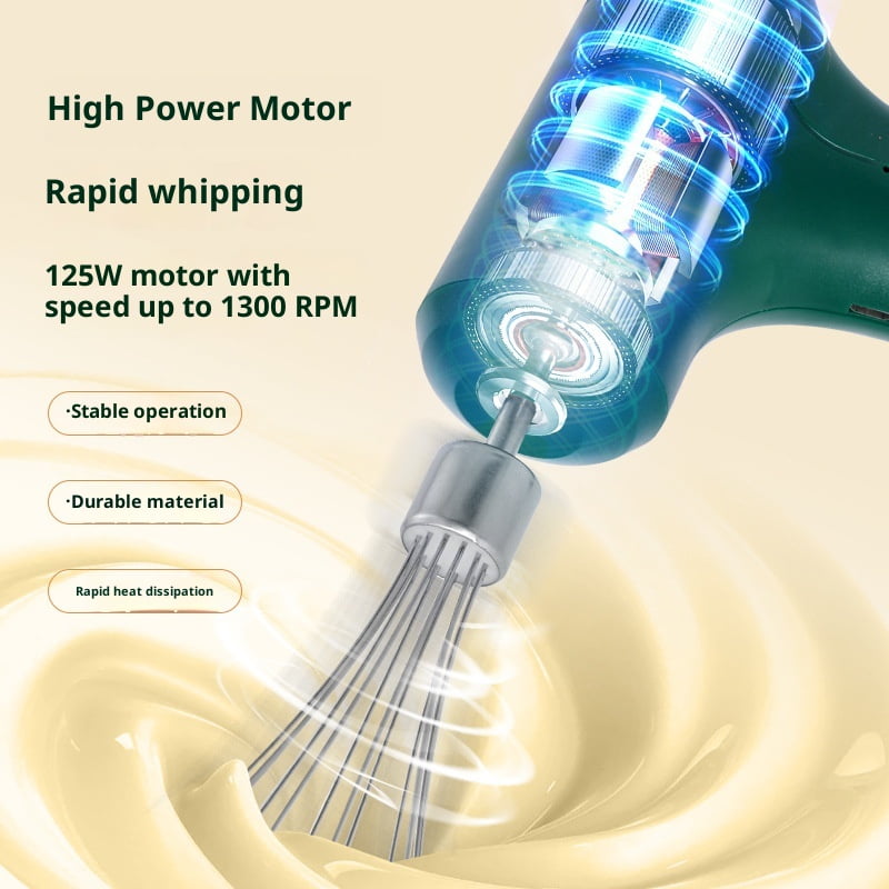 Electric Hand Mixer Mini Turbo Mixer Electric Handheld, Cordless Hand Mixer, Cordless Kitchen Blender with 2 Stainless Steel Accessories for Cookies, Brownie, Whipping, Cakes, Dough Batters
