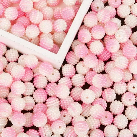 U8MO 50pcs 10mm Round Bubbles Colorful ABS Plastic Imitation Pearl Loose Beads-Pink