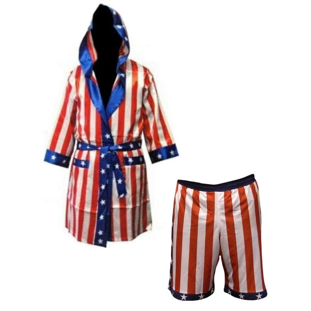 American Flag Boxer Costume Robe And Shorts Rocky Balboa Creed Adonis