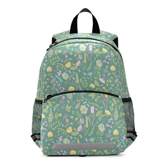 Pretty teal floral pattern Teenage Backpack Middle Students Bookbag Outdoor Daypack