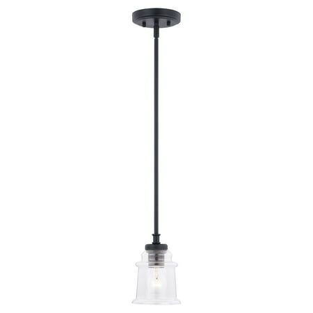 

Vaxcel Toledo Black Farmhouse Mini Pendant Ceiling Light Clear Jar Glass