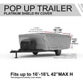 thumbnail image 2 of Platinum Shield Weatherproof Pop Up Trailer RV Cover - FITS: 16' - 18' Long - Pop Up Trailer RV - Protect from Rain Water, Snow, Sun - Durable Material - Includes Storage Bag & Wind Straps, 2 of 6
