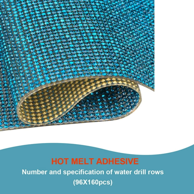 Langgg Crystal Rhinestone Ribbon Clothing Accessories Sticker Convenient Using Present Decoration Sheet with Shine Appearance Exquisite peacock blue 8 hot melt glue