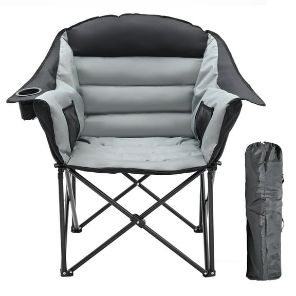 Lilypelle Oversized Camping Chair, Folding Chair for Adults, Heavy Duty Folding Chair with Cup Holder & Carry Bag, Supports 500LBS