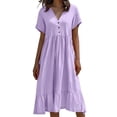 thumbnail image 2 of Blmnix Women's Dresses Beach Dress Fit & Flare Vacation Dress Under Dresses Cocktail-Length Short Sleeve V-Neck Summer Dresses for Women,XXL, 2 of 8