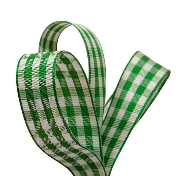 Green and White Gingham Ribbon - 3/8in. Width - 25 Yards (57018761)