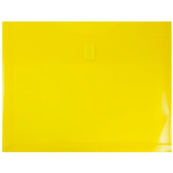 JAM Paper Plastic 3 Hole Punch Envelopes, 9 1/2 x 11 1/2, Yellow, 12/Pack