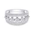 thumbnail image 3 of 8/10 Carat Round Cut Lab Created Moissanite Diamond Seven Stone Wedding Band Ring For Women In 14K White Gold Over 925 Sterling Silver (Color: G-H, Clarity: VVS1, 0.80 Ct) Size - 4, 3 of 8