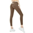 thumbnail image 2 of MIASHUI Color Block Tight High Waist Workout Yoga Pants Tummy Control Moisture Wicking Quick Dry Breathable Running Fitness Long Pants Coffee,XL, 2 of 5
