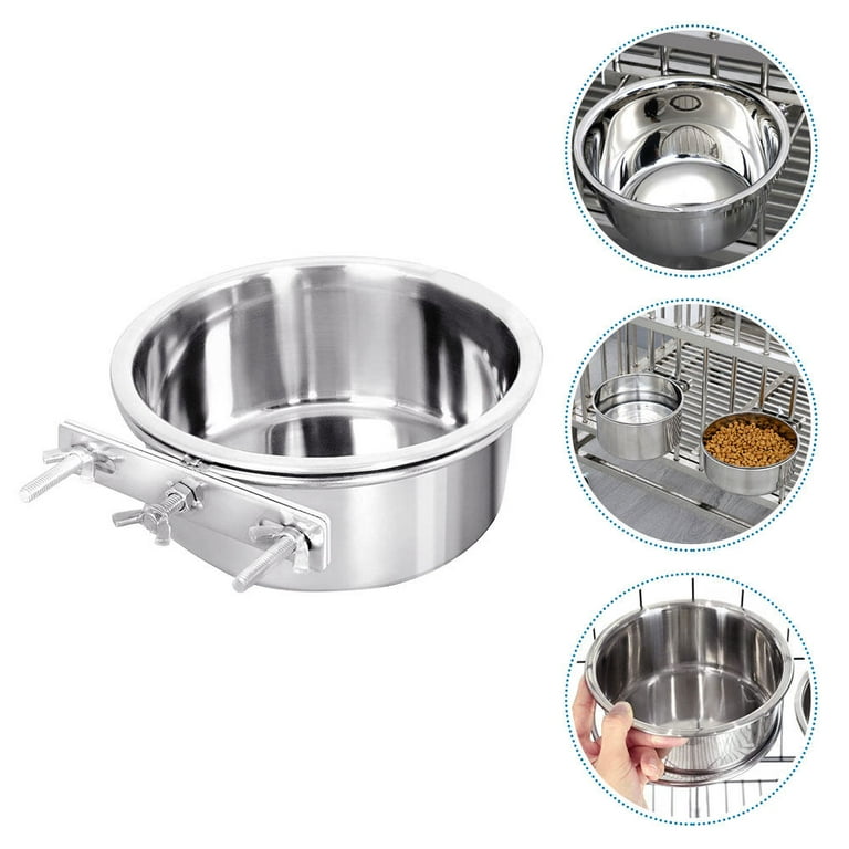 Dog Crate Water Bowl, Stainless Steel Dog Bowls, Durable Anti-Spill Pet  Metal Bowl for Cage