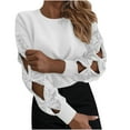 thumbnail image 2 of Puntoco Mujer Casual Fashionsolid Cuello Redondo Hueco Mariposa Lentejuelas Manga Larga Tops Blusa Puntoco Puntoco-532, 2 of 6