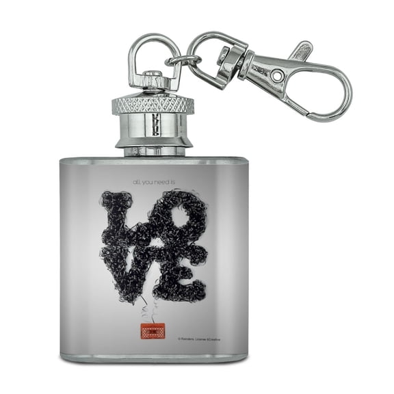Tangled Cassette Tape All You Need is Love Stainless Steel 1oz Mini Flask Key Chain