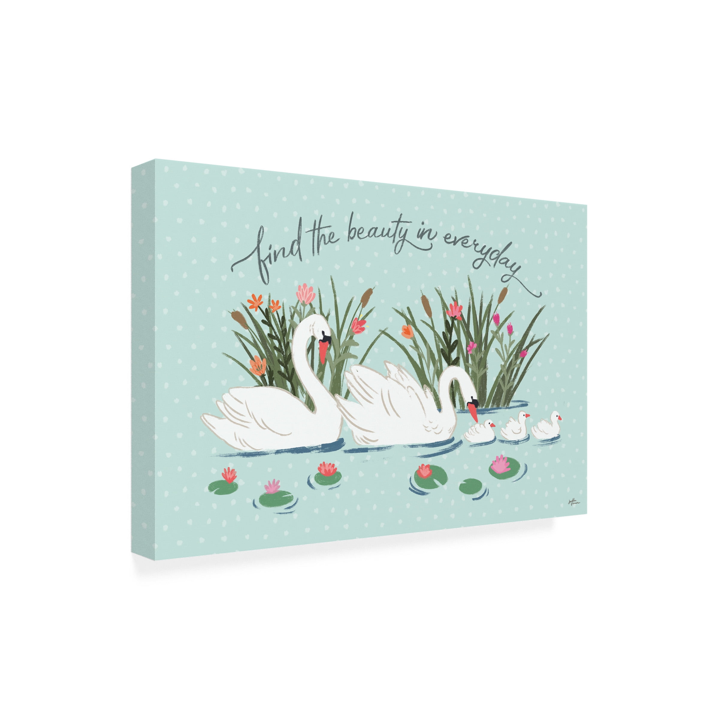 Janelle Penner 'Swan Lake I Mint' Canvas Art