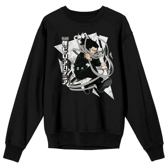 My Hero Academia Aizawa Adult Black Crew Neck Long Sleeve Sweatshirt - Medium