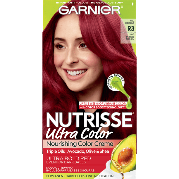 Garnier Nutrisse Ultra Nourishing Hair Color Creme, R3 Light Intense  Auburn, 1 Kit 