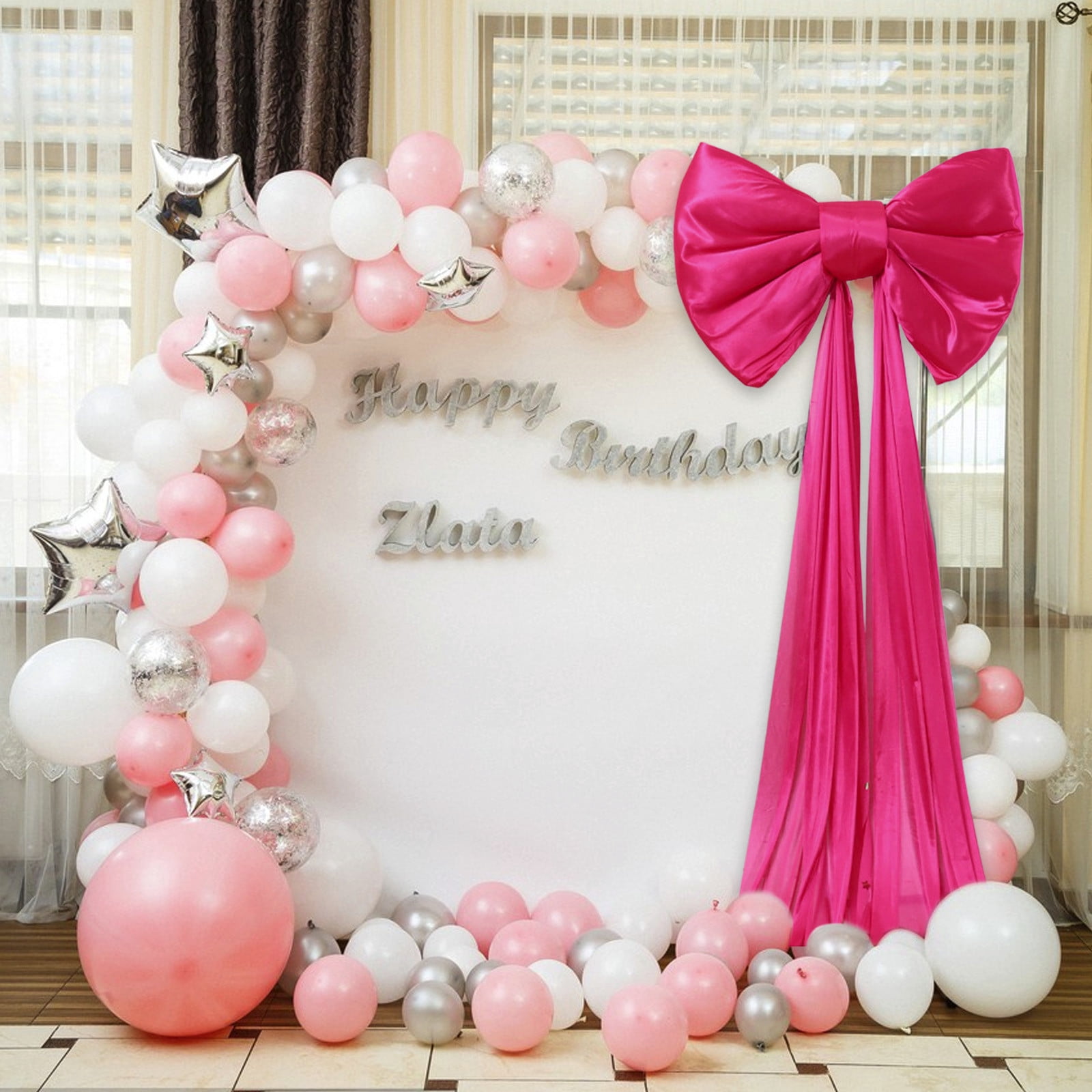 YiJuHui 3pcs Giant Bow Decoration, Big Satin Ribbon Bow for Wedding Birthday Party Backdrop Wall Christmas Tree Decor A(50x38cm)