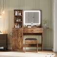 thumbnail image 1 of AKDSteel Vanity Desk With Mirror & Light, Makeup Vanity Table With Charging Station, Large Storage Cabinet, 2 Drawers, 3 Open Shelves, And Adjustable 3 Lighting Modes For Bedroom Dressing, 1 of 5