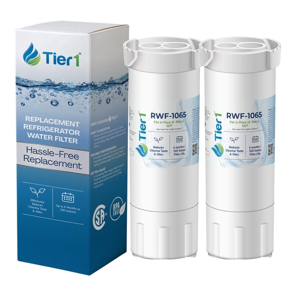 Tier1 XWF Refrigerator Water Filter 2-pk | Replacement for GE XWF, WR17X30702, GBE21, GDE21, GDE25, GFE24, GFE26, GNE21, Fridge Filter