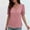 *Pink, variant on ClodeEU Women's Lace Patchwork Solid Color V Neck Short Sleeve T-Shirt,Casual Summer Top Blue,Womens Plus L