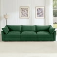 thumbnail image 3 of Newest 3 Seater Sofa,Storage Pull out Drawers Under Each Seat, ,3 - Seat Large Wide,Deep Seat Sofa,Excellent Storage Space, Suitable for Big Living Rooms, Chenille Green, 3 of 20