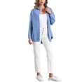 thumbnail image 2 of Camisa de mezclilla casual para mujer INSPIRE CHIC, de manga larga, con botones, chaqueta de jeans, talla M, azul claro, 2 of 6