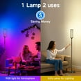 thumbnail image 6 of OUTON RGBIC Floor Lamp with Remote and App Control, Modern Lamp with 36+ Scenes, Music Sync, LED Corner Floor Lamp, Standing Lamp Tall Lamps for Living Room, Bedroom, Glass Black, 6 of 9