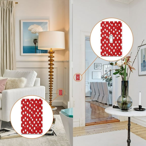 New Flame-Retardant Switch Plate Cover,DIY Wall Plate Decor with Screws,Red and White Polka Dot