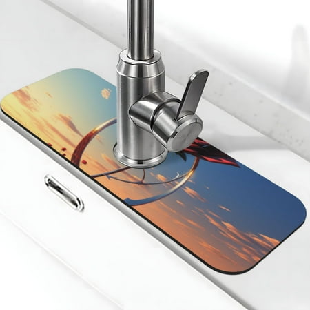 

Xecao Sunset Rose Elegance for Kitchen Sink Splash Guard Faucet Mat Faucet Guard & Draining mat (15 X 5.5 )