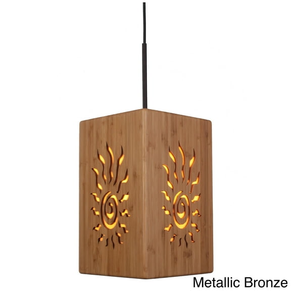 Woodbridge Lighting Light House Radiance Medium Bamboo Shade Pendant in Bronze