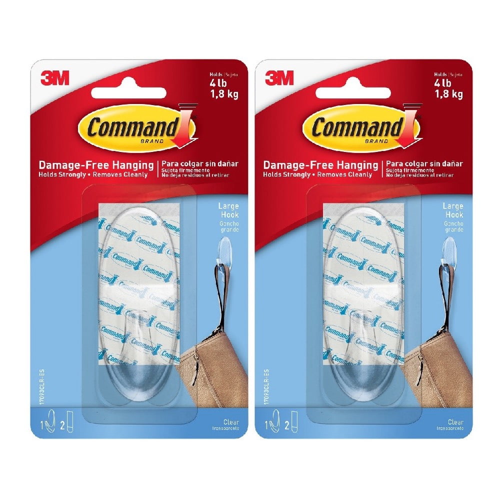 3M 17093CLRES Command Large Clear Hook Indoor Damage Free 4 LB Weight