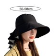 thumbnail image 6 of Eoperou Women Fisherman Hat Wide Brim Solid Color Bow-knot Round Decorative Sunscreen Breathable Foldable Windproof Summer Sun Hat Headwear, 6 of 8