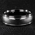 thumbnail image 2 of Wedding Rings Men. 8mm Domed Polished Black & Silver Tungsten Wedding Band, 2 of 3