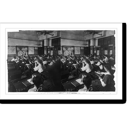 Historic Print, [Children in geography class viewing stereoscopic photographs], 16" x 20"