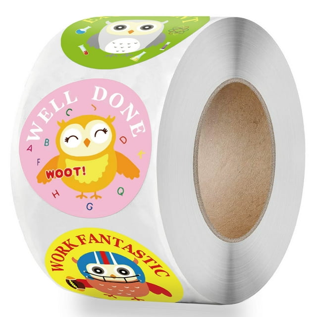 Autocollants de Récompense pour Enfants 1 Po 500 Pcs par Rouleau Design de Dessin Animé Faciles à Transporter Fournitures d'Autocollants d'Incitation pour Enseignants et Mamans