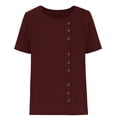 thumbnail image 4 of RKSTN Summer Tops for Women Fashion Solid Color Comfortable Mesh Loose Plus Size Blouses Casual Short Sleeve Round Neck Buttons Breathable Versatile Tops, 4 of 5