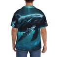thumbnail image 3 of Fotbe Vintage Blue Pattern Whale Camisa Estampada de Manga Corta para Hombre, Casual de Verano, Estilo Playero, Sin Arrugas-Large, 3 of 5