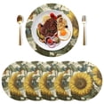 thumbnail image 5 of Qxltty 15inch Round Placemats Set of 1 Polyester Fabric Heat Resistant Washable Table Mat for Kitchen Party Decor Cyan Butterfly Sunflower, 5 of 7