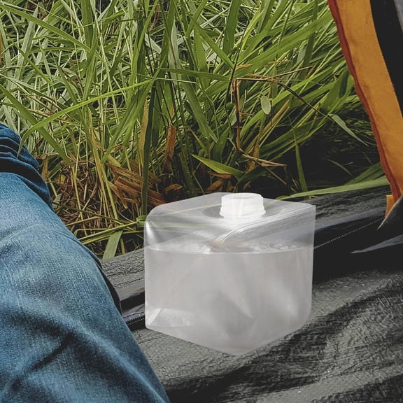 SWETRACE Collapsible Water Container with Lid Large Capacity Portable Transparent Plastic for Outdoor Use Camping and Hiking 5L